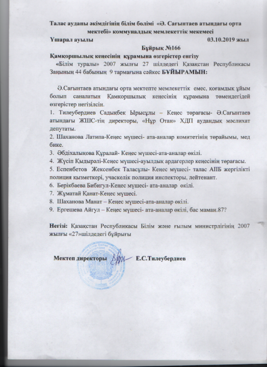 Қамқоршылық  кеңесінің  құрамына өзгерістер  енгізу